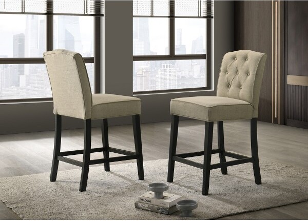 EPOCH VENTS FabricCounterHeightChairswithUpholsteredSeat&BackandFootrestforKitchenorBarSeating