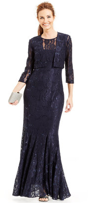 Alex Evenings Petite Sequin Lace Mermaid Gown and Jacket