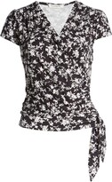 Thumbnail for your product : Loveappella Floral Print Faux Wrap Top