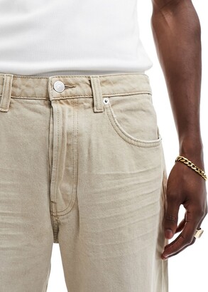 ONLY & SONS fade rigid loose fit jeans in beige