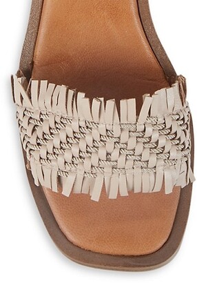 Franco Sarto Rina Leather Fringed Ankle-Tie Sandals