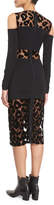 Thumbnail for your product : Thierry Mugler Leopard-Burnout Cold-Shoulder Dress, Black