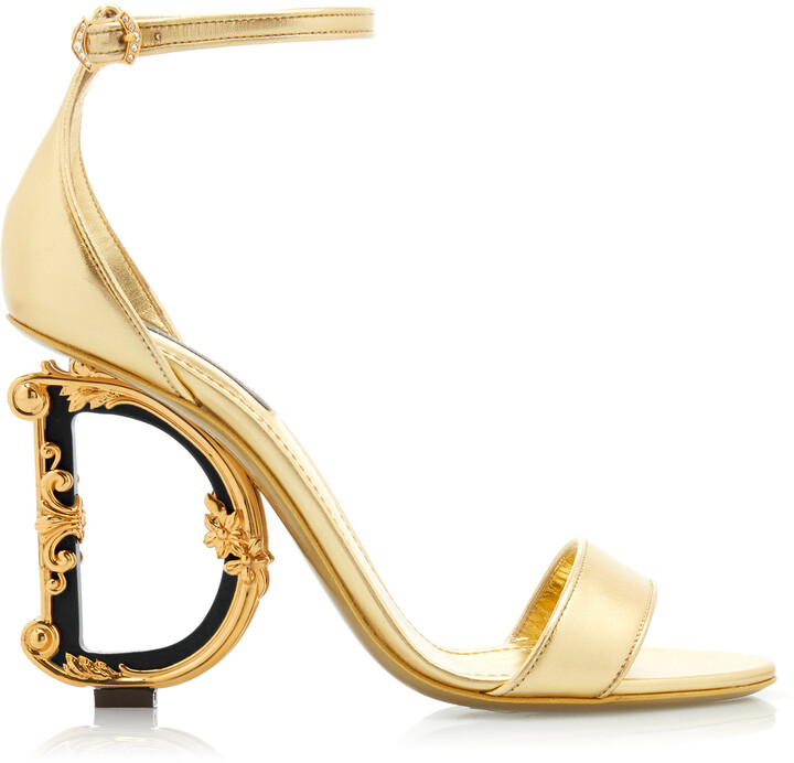 Dolce & Gabbana Logo-Embellished Leather Heeled Sandals - ShopStyle