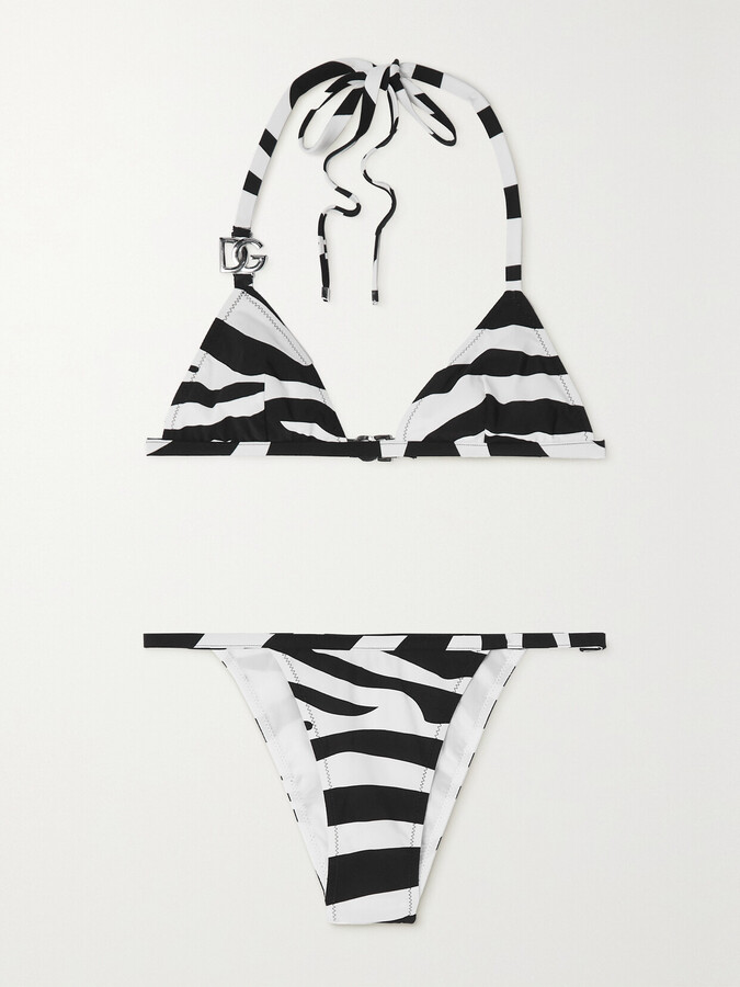 Dolce & Gabbana Embellished Zebraprint Triangle Bikini Animal print ShopStyle Two Piece