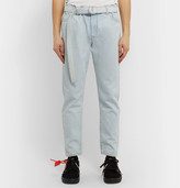Thumbnail for your product : Off-White Slim-Fit Belted Logo-Print Denim Jeans