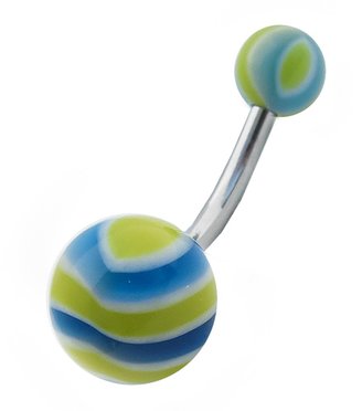 Hussy Neon Yellow and Blue La La Wave Belly Button Ring (14g, 3/8", Ss)