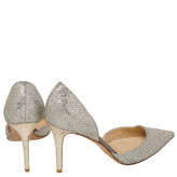 Thumbnail for your product : Jimmy Choo Metallic Glitter Champagne Logan D'orsay Peep Toe Pumps Size 38.5