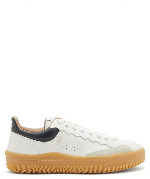 womens navy leather trainers