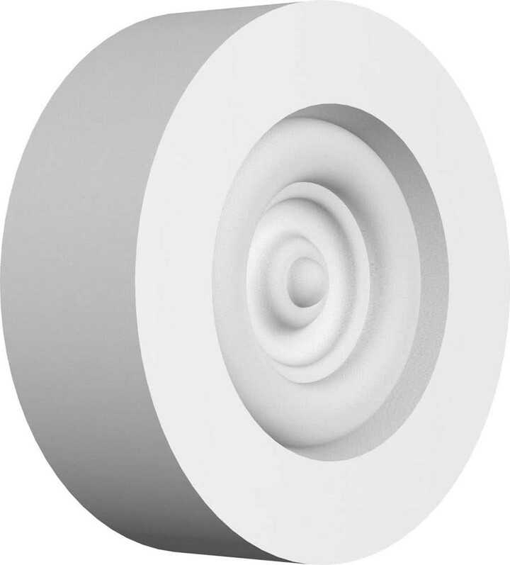 Ekena Millwork 3-in W x 3-in H x 1-in P Standard Grayson Bullseye Rosette with Square Edge (4-Pack)