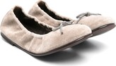Thumbnail for your product : BRUNELLO CUCINELLI KIDS Bow-Detail Suede Ballerina Shoes