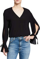 Thumbnail for your product : 3.1 Phillip Lim Silk Tie-Sleeve V-Neck Blouse