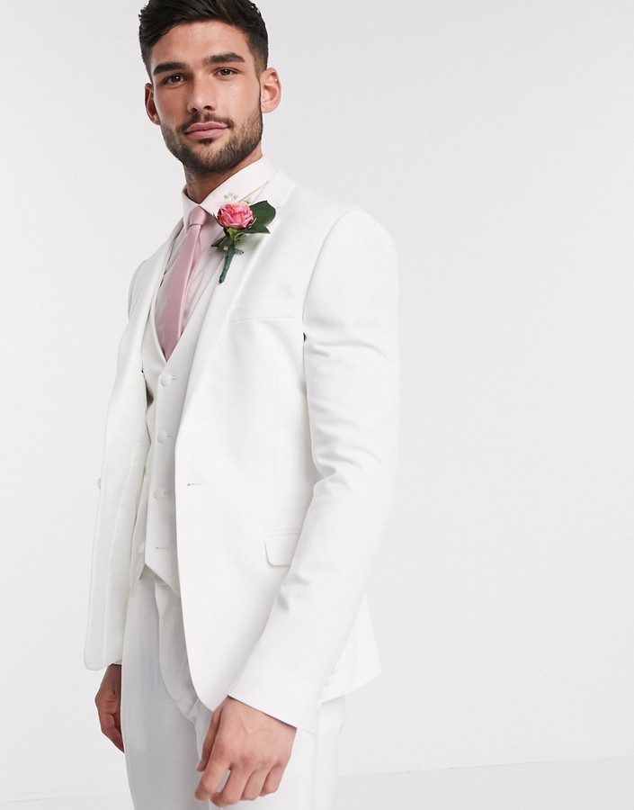 Featured image of post White Wedding Suit Male : Mage male men&#039;s 3 pieces suit elegant solid one button slim fit single breasted party blazer vest pants set.