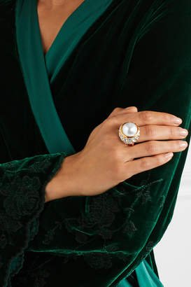 Kenneth Jay Lane Gold-plated, Crystal And Faux Pearl Ring