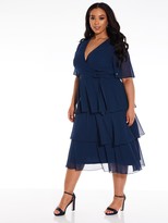 Thumbnail for your product : Quiz Curve Chiffon Tiered Midi Dress - Navy