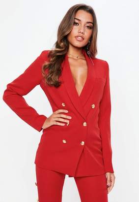 Missguided Red Military Suit Jacket