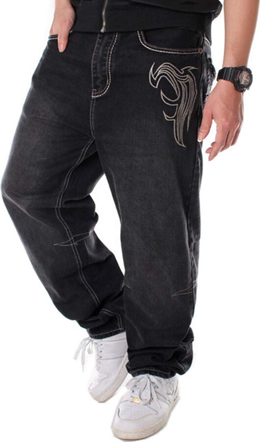 WANMN Men's Plus Size Baggy Hip Hop Jeans Pants Loose Denim Men