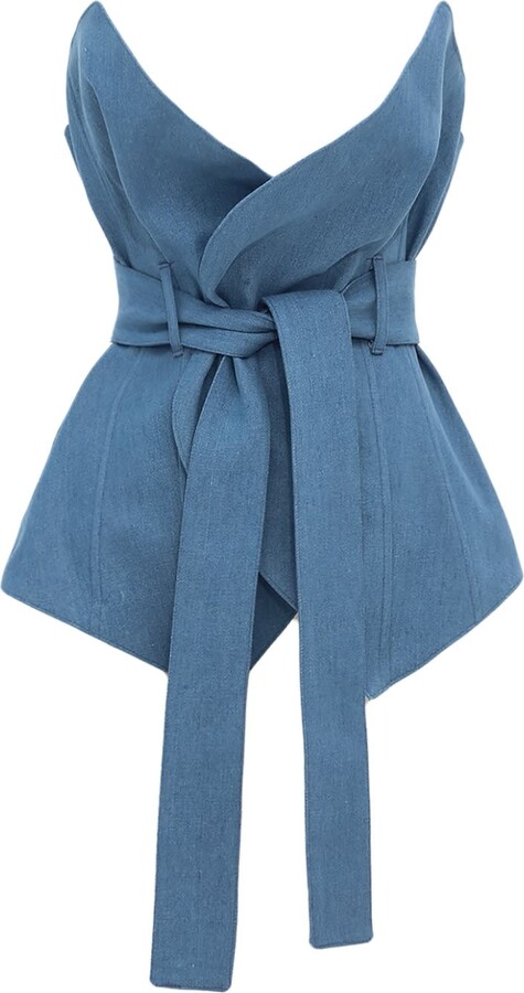 Julia Allert Designer Denim Corset Belt - Pale Blue