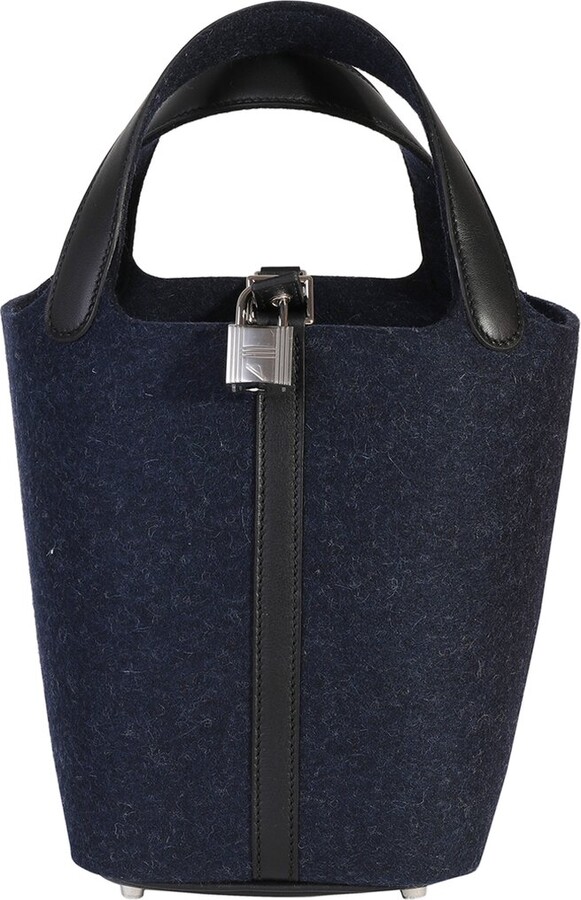 Hermes Black, Blue Feutre & Swift Picotin Lock 18 PHW (Authentic Pre-Loved)