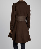 Thumbnail for your product : Therapy Chocolate Brown Faux Leather-Contrast A-Line Coat