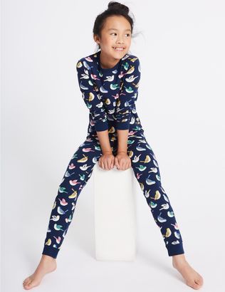 Marks and Spencer All Over Print Cotton Pyjamas with Stretch (1-16 Years)