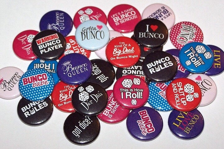 I Love Bunco Set Of 10 Buttons 1" Or 1.5" Pin Back Magnets Player Party Favors