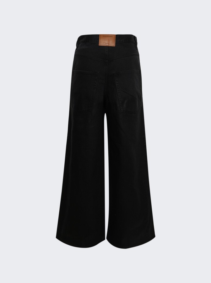 Surge Coated Low Rise Wide Leg Jean Faded Black