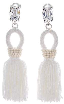 Oscar de la Renta Swarovski Crystal Embellished Silk Tassel Earrings