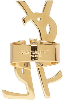 Saint Laurent Gold Monogram Deconstructed Ring
