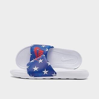red white and blue nike sandals