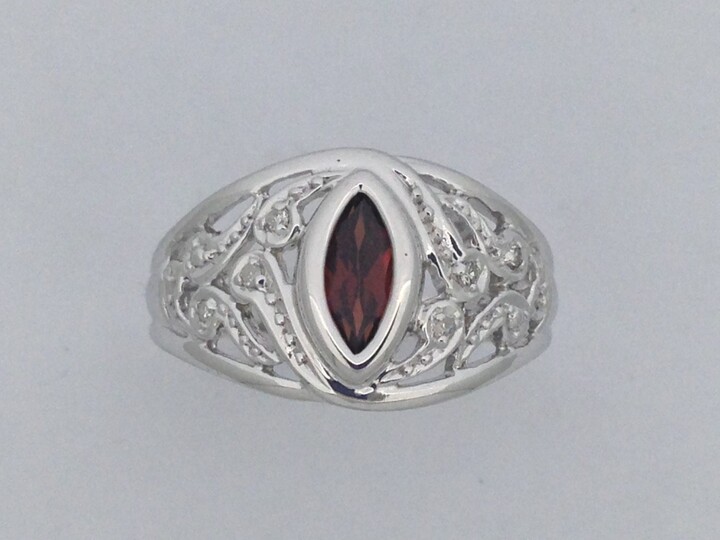 Etsy Natural Garnet With Diamond Ring 925 Sterling Silver