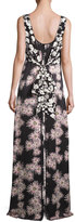 Thumbnail for your product : Elizabeth and James Sleeveless Floral High-Low Popover Gown, Black/Multicolor