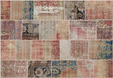 Isabelline Hullinger Patchwork Hand Woven Beige Rug