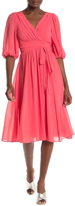 Gabby Skye Solid 3/4 Sleeve Midi Dress