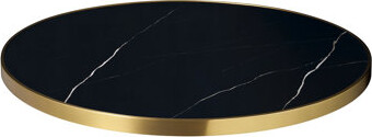 ERF Inc. Marble Sintered Stone Table Top with Gold Stainless Steel Edge Indoor/Outdoor Use