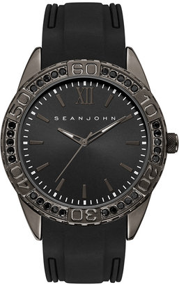 Sean John Men's Bond Black Silicone Strap Watch 48mm
