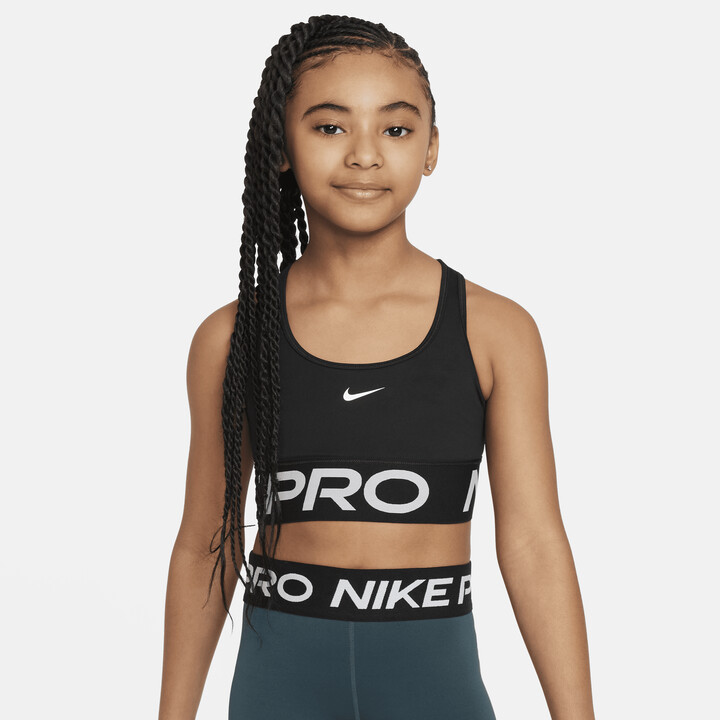 Nike Women's Pro Swoosh Girls' Sports Bra in Black - ShopStyle