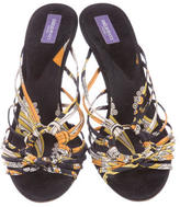 Thumbnail for your product : Emilio Pucci Printed Suede Slide Sandals