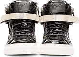 Thumbnail for your product : Giuseppe Zanotti SSENSE Exclusive Black Patent Croc-Embossed Atlantide Sneakers