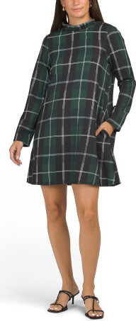 Sweet Beyond Long Sleeve Plaid Mini Dress for Women | Polyester/Spandex