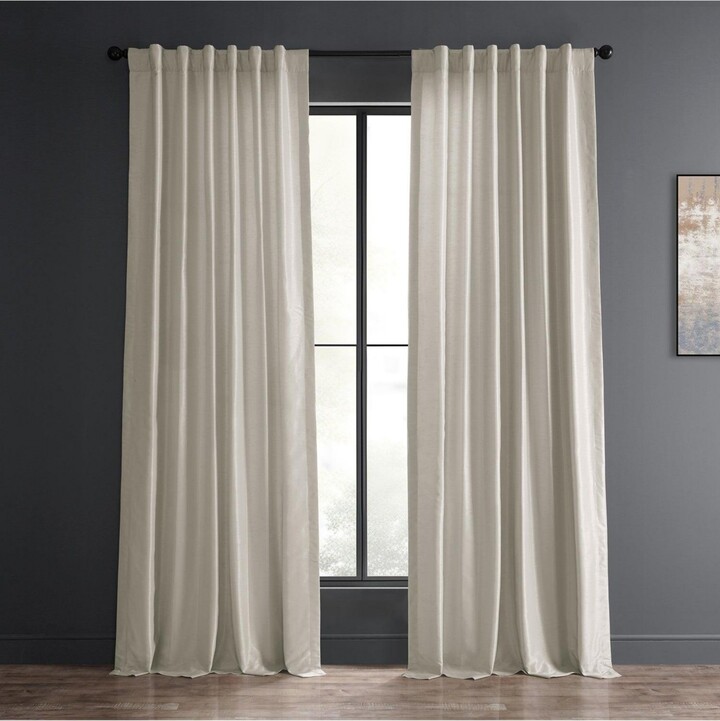 Half Price Drapes Storm Grey Vintage Textured Faux Dupioni Silk Curtain