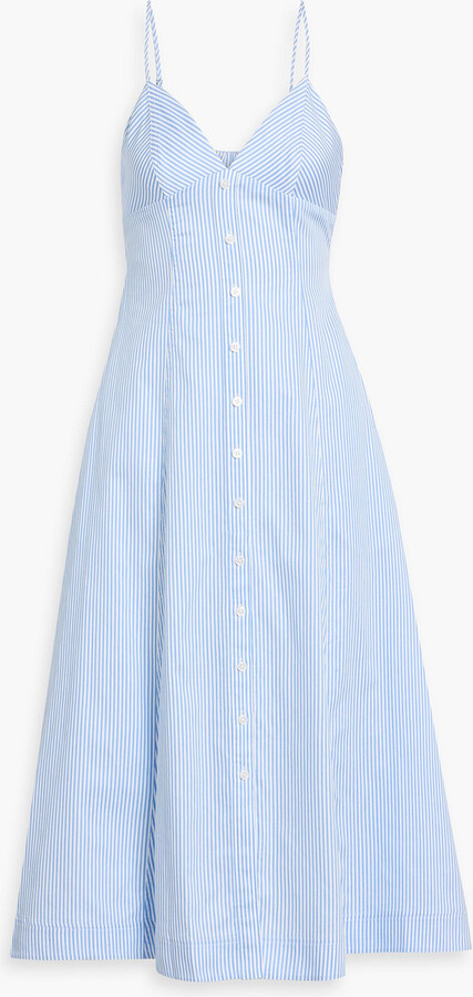 SIMKHAI Honor cutout striped cotton-poplin midi dress