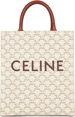 Celine Triomphe Small Vertical Cabas Bag in White