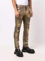 Thumbnail for your product : Dolce & Gabbana Metallic-Finish Distressed Trousers