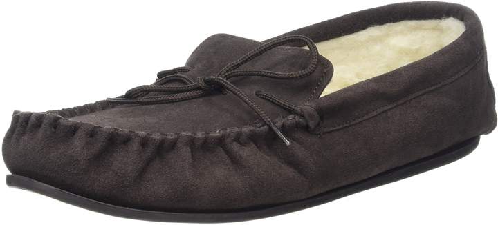 SNUGRUGS Mens Suede Lambswool Moccasin Slippers /& Rubber Sole