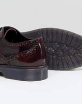 Thumbnail for your product : ASOS Design Wide Fit Derby Brogue Shoes In Burgundy Leather With Ribbed Sole