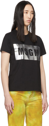 MSGM Black & Silver Logo T-Shirt
