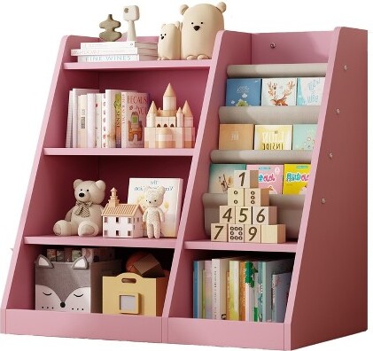 TopComfyDecorativeBookshelfKidsWoodenToyStorageOrganizerandBookshelfforPlayroomPink35.5\