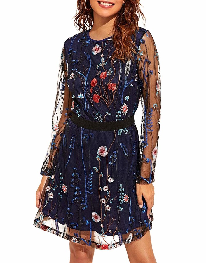 embroidered mesh dress uk