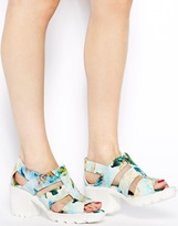 Thumbnail for your product : Swear Jane 4 Blue Floral Mid Heeled Sandals