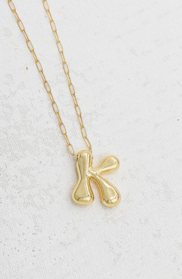 Emerson & Oliver Small Paperclip Necklace with Gold Letter Charm